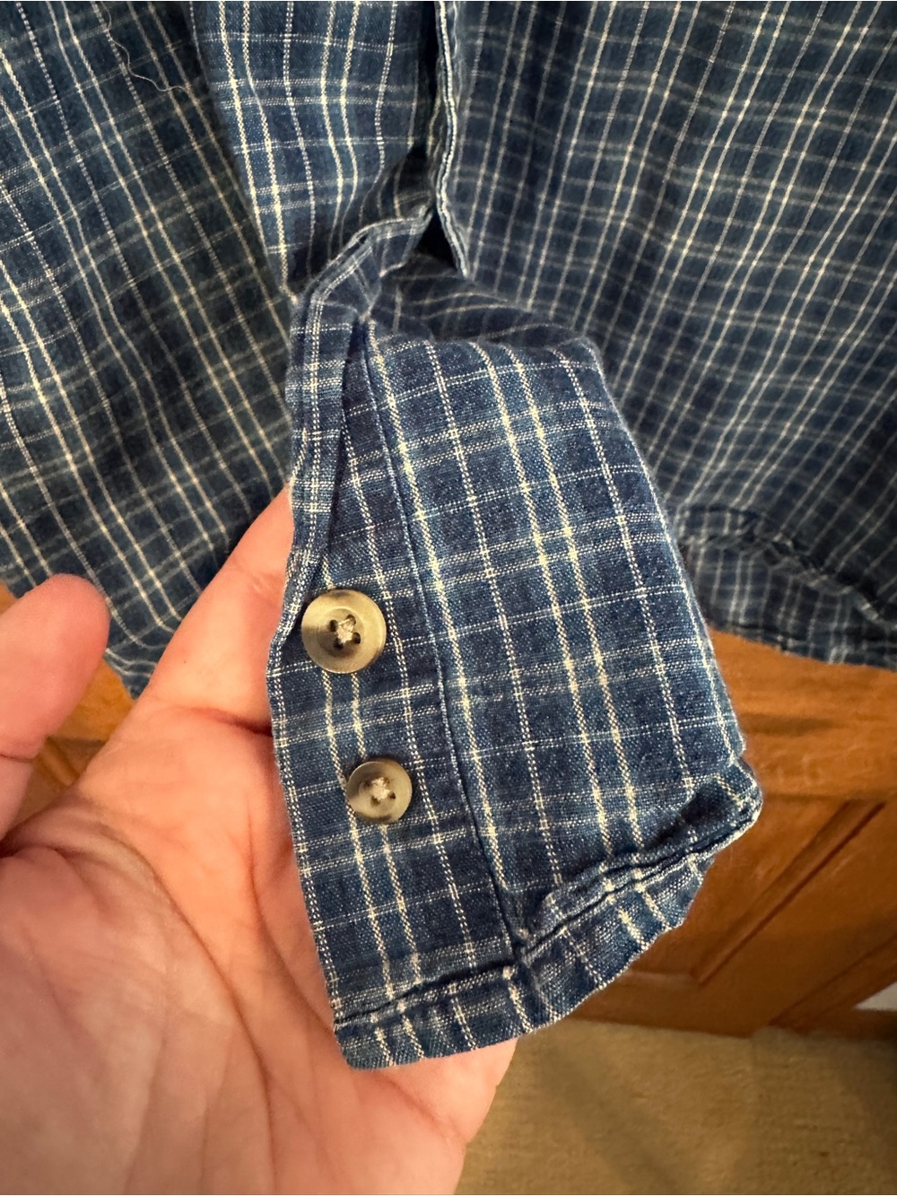 L.L. Bean Men's Blue and White Plaid Button-Down Shirt - Picture 5 of 8